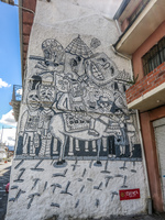 robot mural San Blas,  Cuenca,  Azuay,  Ecuador, South America